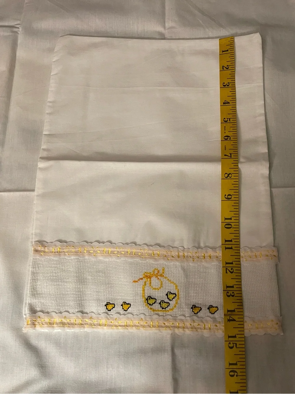 Send offer Handmade cross-stitch Baby White & Yellow Decorative Bed Linen Set